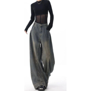 New Project (13) Tinted Vintage Washed Wide Leg Baggy Jeans