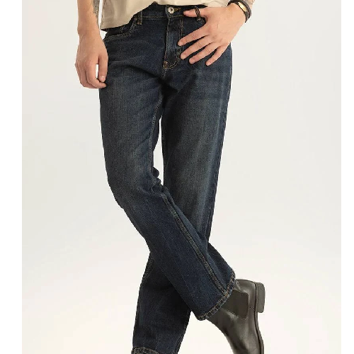 Men's Cedric Navy Plain Bootcut Fit Jeans