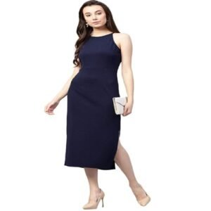 l9 Women’s Navy Blue Polyester Bodycon Calf Length Dress