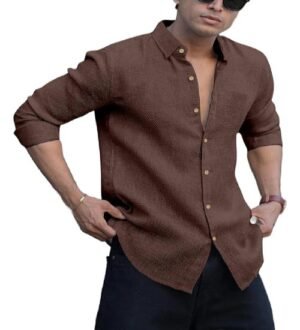m1 Men's Regular Fit Solid Pattern Laffer Cotton Shirt