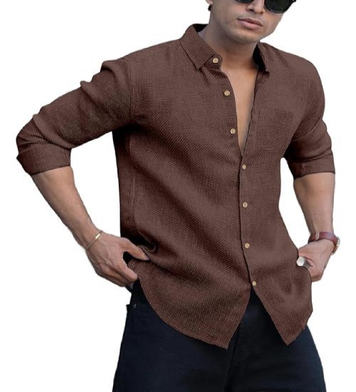 Men's Regular Fit Solid Pattern Laffer Cotton Shirt