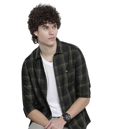 Men Regular Fit Checkered Full Sleeves Cutaway Collar Casual Shirt