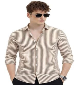 m3 Men's Casual Solid Stylish Latest Formal Striped Shirt for Men